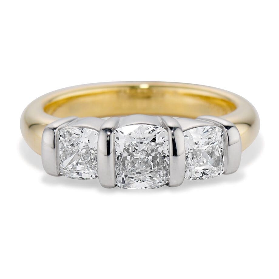 030616 Two Tone Cushion Ridge Ring